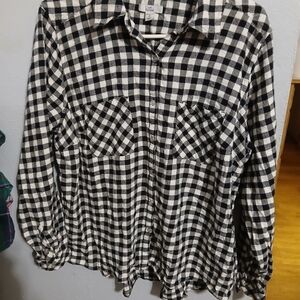 Croft & Barrow Black and White Plaid Shirt
